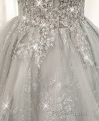 Gray Sweetheart Lace Tulle Short Formal Prom Dresses, Gray Cocktail Dresses