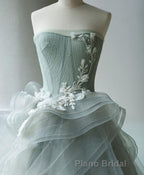 Unique Tulle Lace Long Formal Prom Gown Tulle Lace Evening Dresses