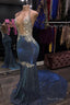 Sheath 2025 Blue Open Front Backless Long Halter Prom Dress