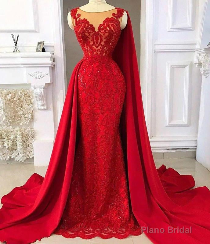 2025 Red Tulle With Appliques Long Satin Sheath Prom Dress Secondary image