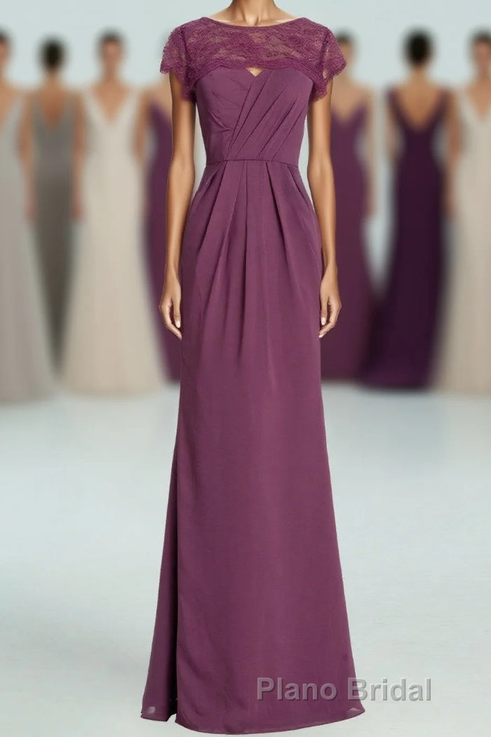 Elegant Plum Mermaid Long Bridesmaid Dresses Main image