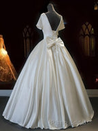 White Sweetheart Satin Long Bridal Dresses, White Wedding Dresses