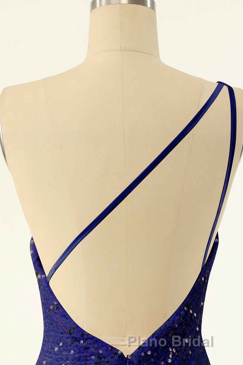 Pink Sequin One-Shoulder Backless Short Prom Dresses