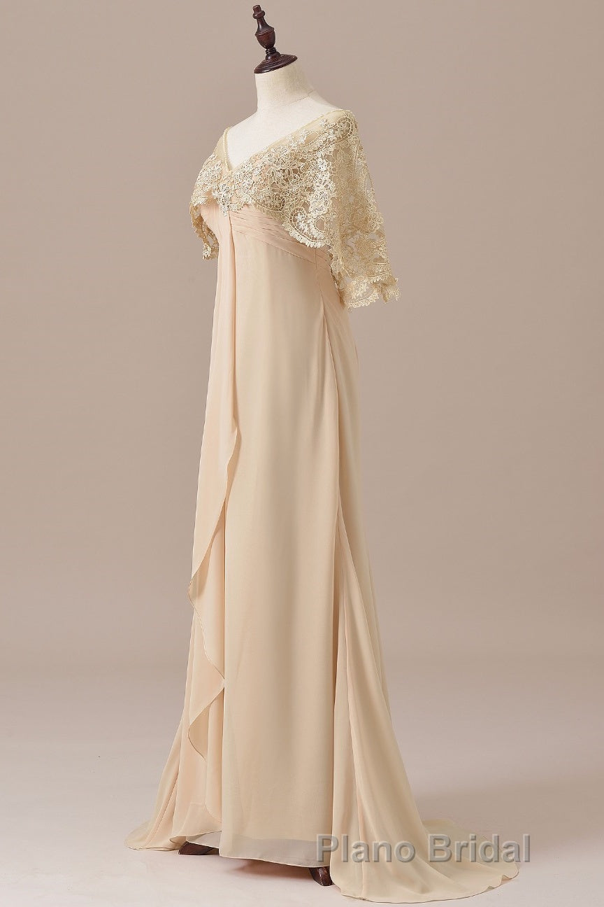 Ruffles Chiffon Long Mother of the Bride Dresses with Lace Cape Secondary image