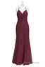Burgundy Chiffon Cross-Back Mermaid Long Bridesmaid Dresses