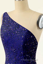 Pink Sequin One-Shoulder Backless Short Prom Dresses