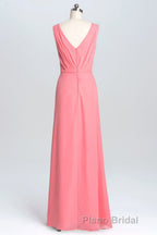 Lavender Chiffon A-line Ruffles Long Bridesmaid Dresses