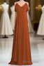 Burnt Orange A-line Chiffon Long Bridesmaid Dresses