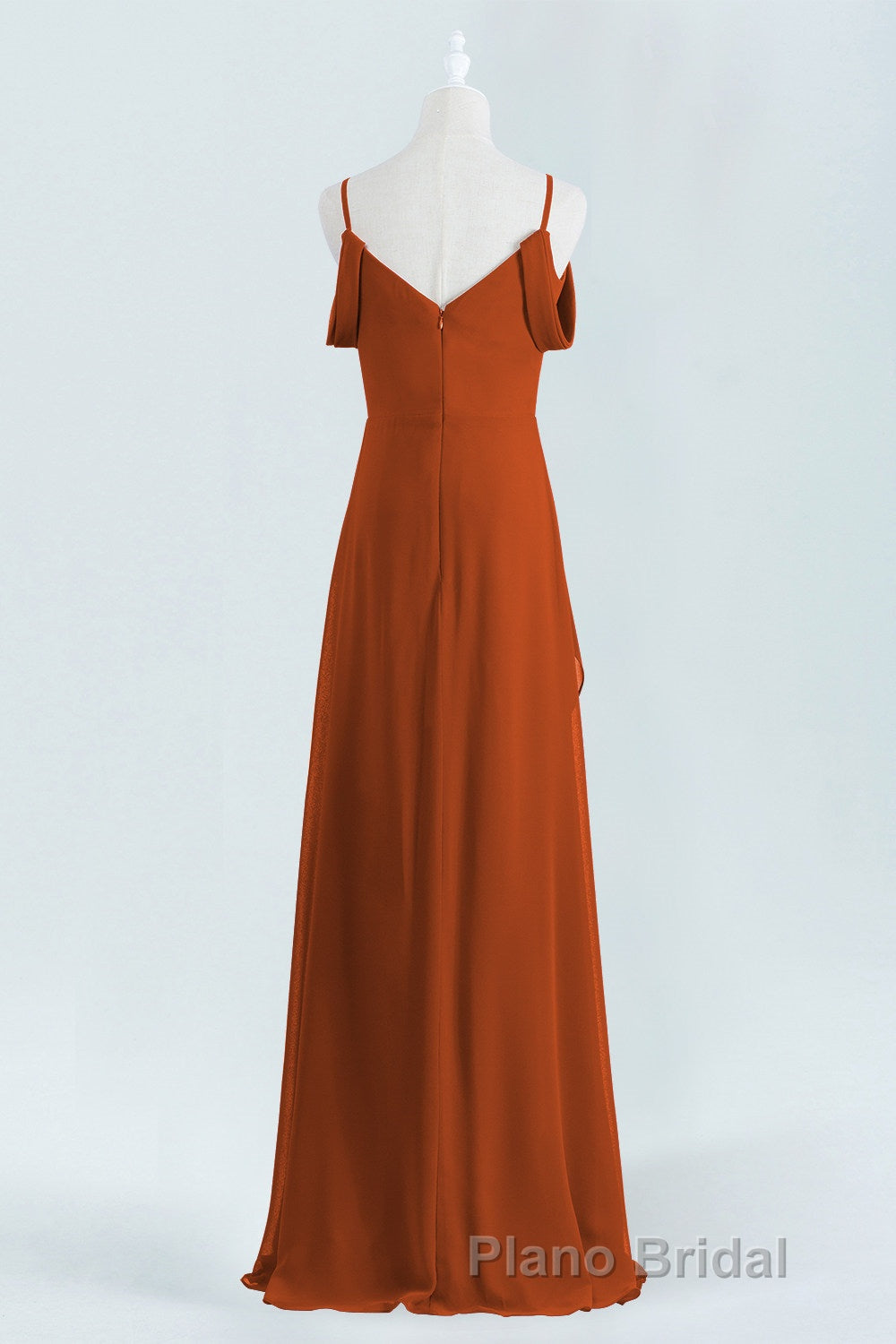 Burnt Orange A-line Chiffon Long Bridesmaid Dresses