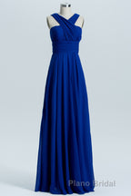 Royal Blue A-line Chiffon Long Convertible Bridesmaid Dresses