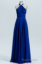 Royal Blue A-line Chiffon Long Convertible Bridesmaid Dresses