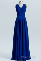 Royal Blue A-line Chiffon Long Convertible Bridesmaid Dresses