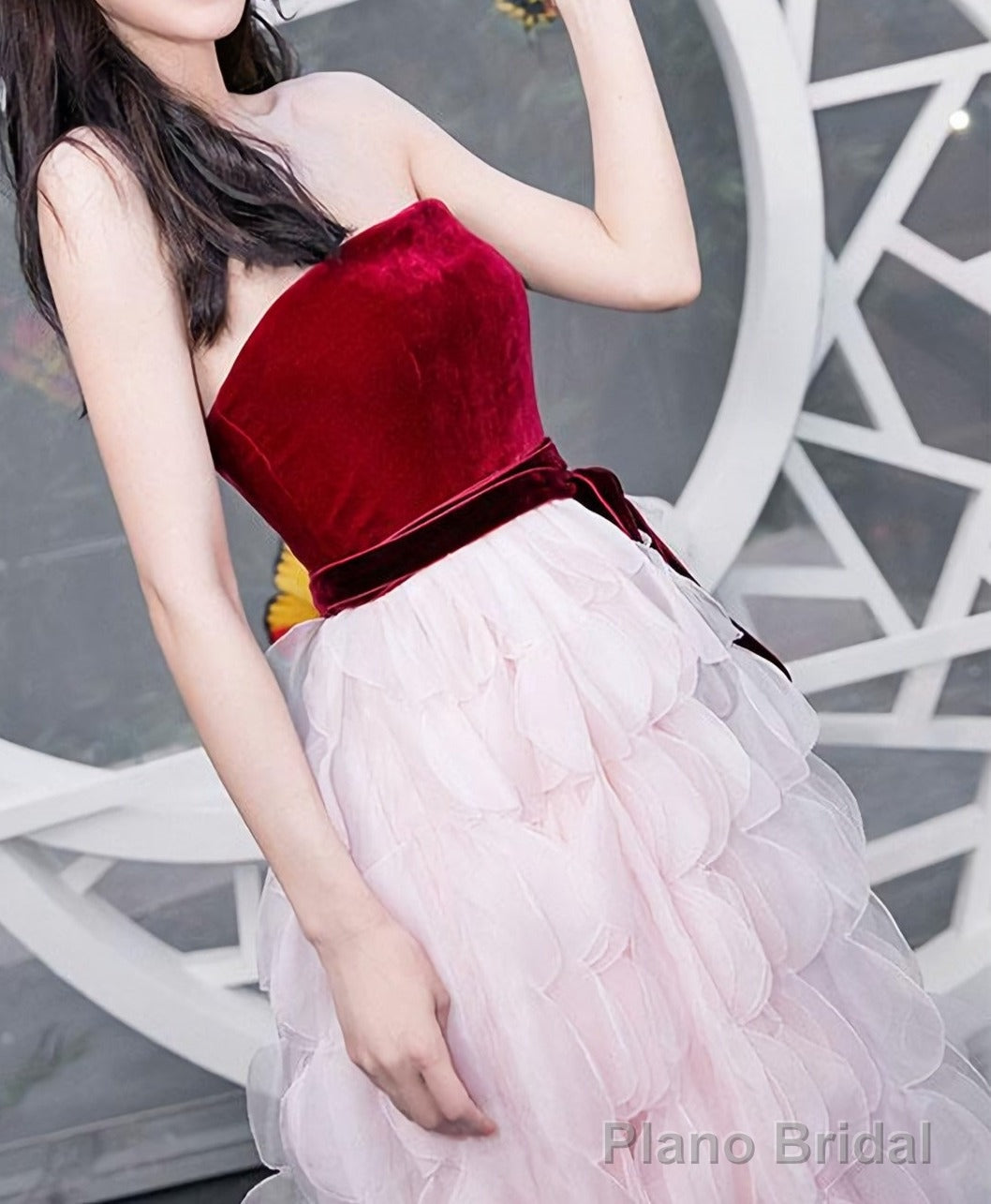 Simple Pink Tulle Long Prom Dress Pink Evening Dress Secondary image