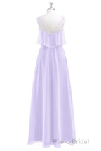 Lavender Chiffon Straps Ruffled A-Line Bridesmaid Dresses