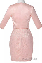 Two-Piece Blush Pink Lace Bodycon Short Mother of the Bride Dresses