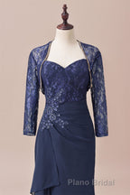 Navy Blue Two-Piece Sweetheart Ruffled Long Mother of the Bride Dresses
