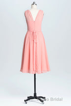 Simple Coral A-line Short Chiffon Dresses