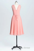 Simple Coral A-line Short Chiffon Dresses