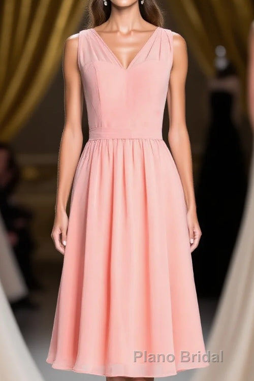 Simple Coral A-line Short Chiffon Dresses Main image