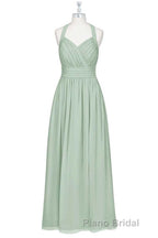 Sage Green Chiffon Halter Backless A-Line Bridesmaid Dresses