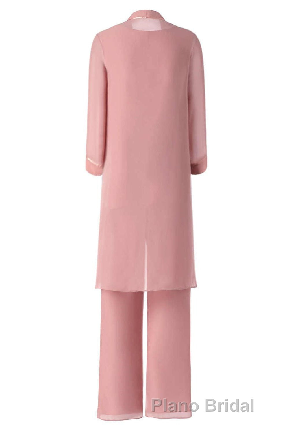 Three-Piece Pink Chiffon Half Sleeve Mother of the Bride Pant Suits Secondary image