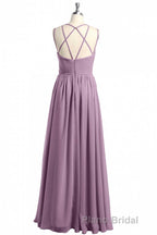 Burgundy Chiffon Spaghetti Straps A-line Long Bridesmaid Dresses