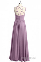 Burgundy Chiffon Spaghetti Straps A-line Long Bridesmaid Dresses