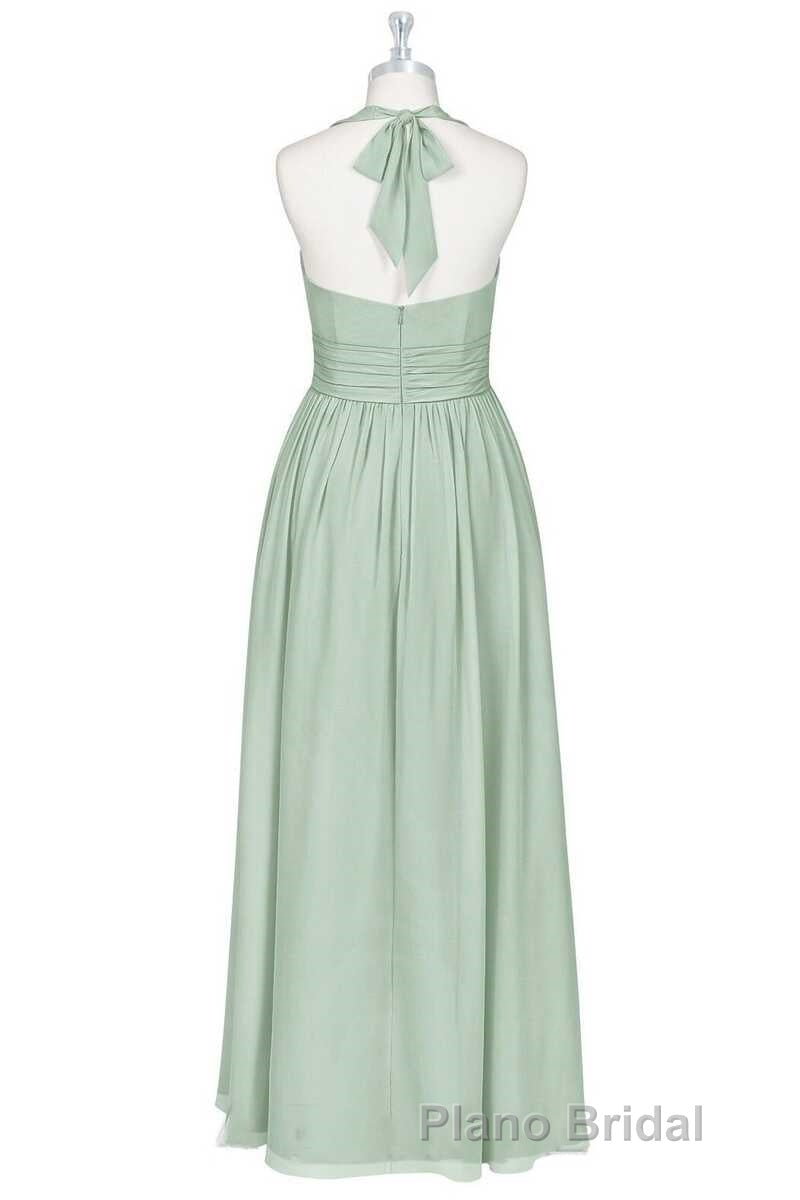 Sage Green Chiffon Halter Backless A-Line Bridesmaid Dresses Secondary image