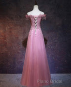 Burgundy Tulle Lace Off Shoulder Long Formal Prom Dresses, Burgundy Lace Evening Dresses