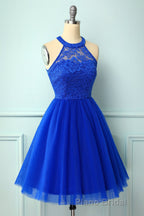 Halter Royal Blue Lace Dresses