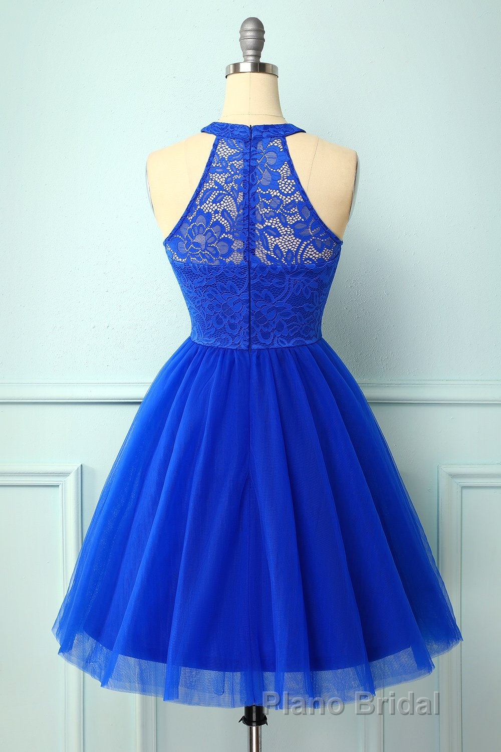 Halter Royal Blue Lace Dresses