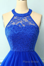 Halter Royal Blue Lace Dresses