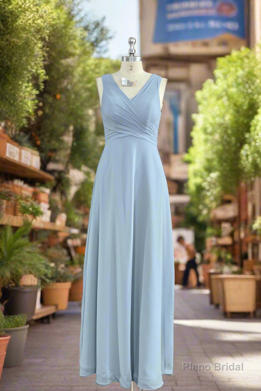 A-Line V-neck Sleeveless Chiffon Bridesmaid Dresses Main image