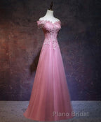 Burgundy Tulle Lace Off Shoulder Long Formal Prom Dresses, Burgundy Lace Evening Dresses