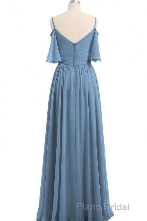 Dusty Blue Chiffon Cold-Shoulder A-Line Bridesmaid Dresses Secondary image