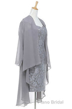 Two-Piece Grey Lace Short Mother of the Bride Dresses