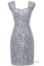 Two-Piece Grey Lace Short Mother of the Bride Dresses