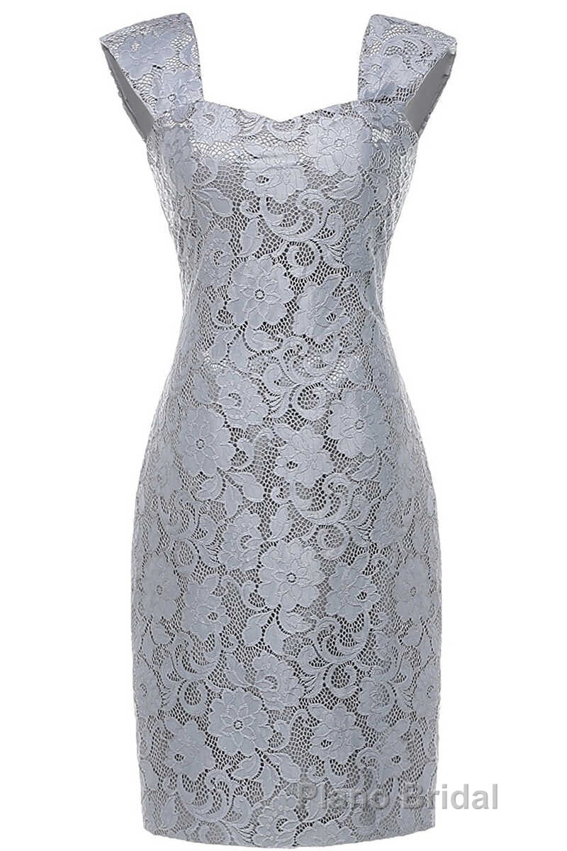Two-Piece Grey Lace Short Mother of the Bride Dresses