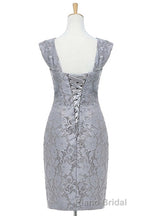 Two-Piece Grey Lace Short Mother of the Bride Dresses