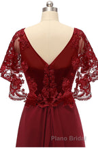 Mermaid Wine Red Ruffled Long Mother of the Bride Dresses