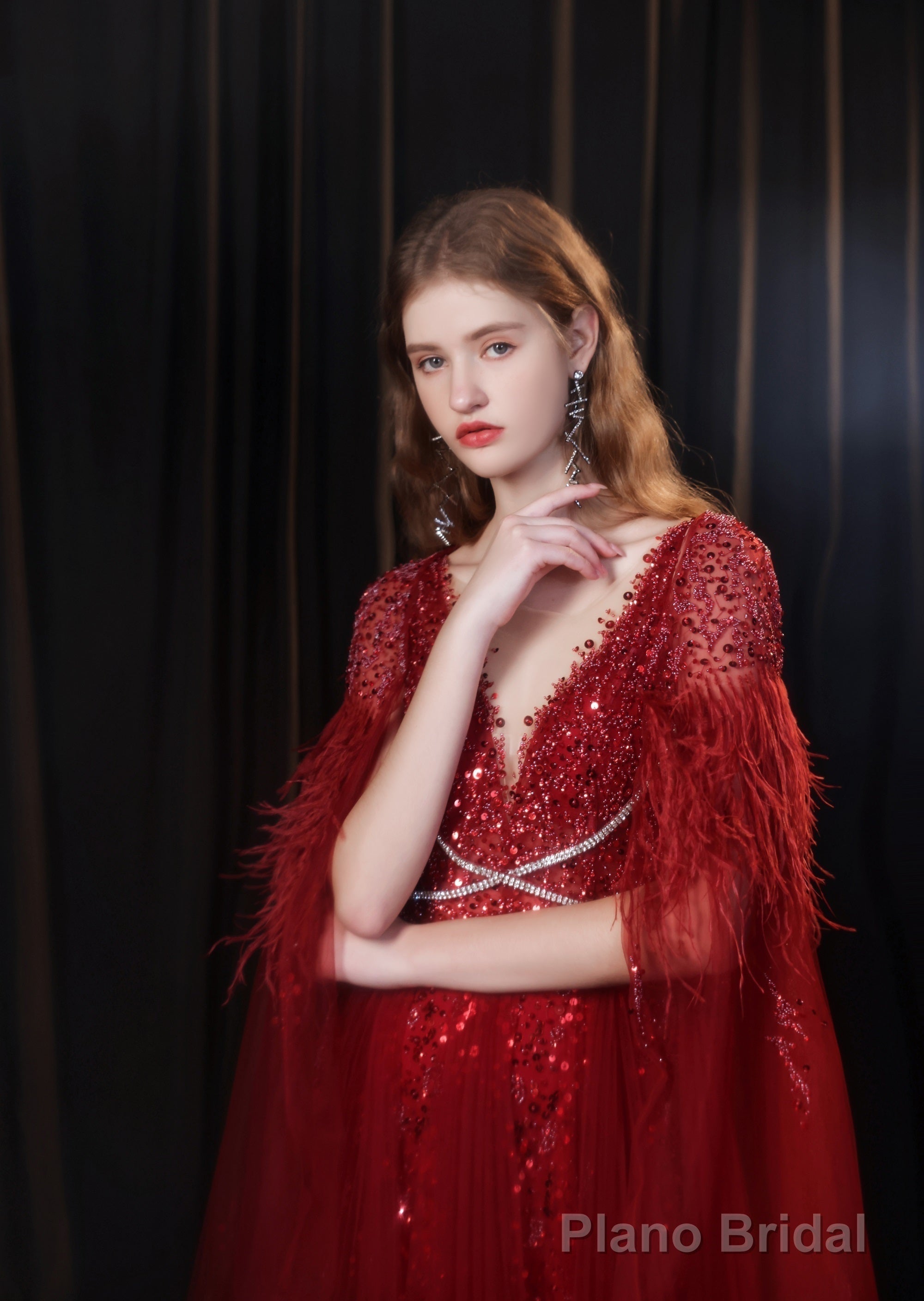 Luxury Burgundy Evening Dress, Long Evening Party Prom Dresses, A Line Prom Gown