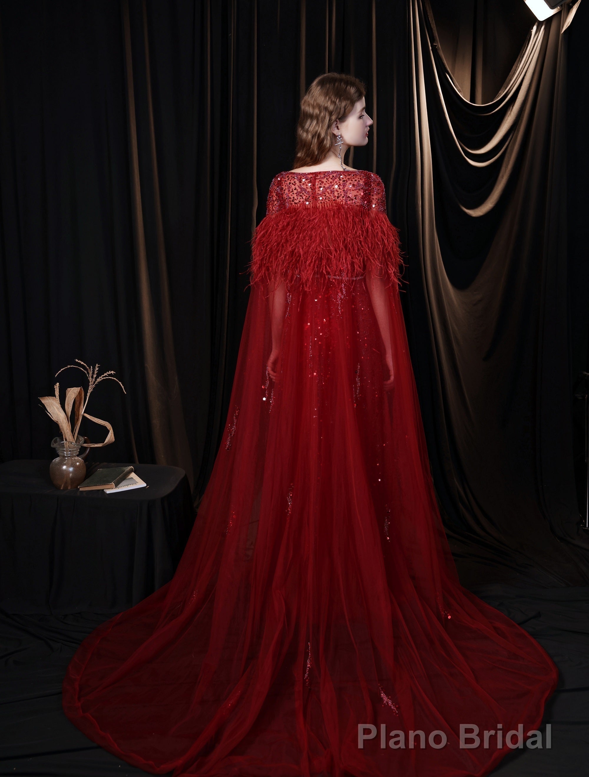 Luxury Burgundy Evening Dress, Long Evening Party Prom Dresses, A Line Prom Gown