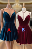 Velvet Homecoming Dress Tie Back Straps Formal  Short Formal Prom Dress