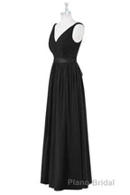 Lavender Chiffon V-Neck Backless Long Bridesmaid Dresses