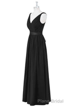 Lavender Chiffon V-Neck Backless Long Bridesmaid Dresses