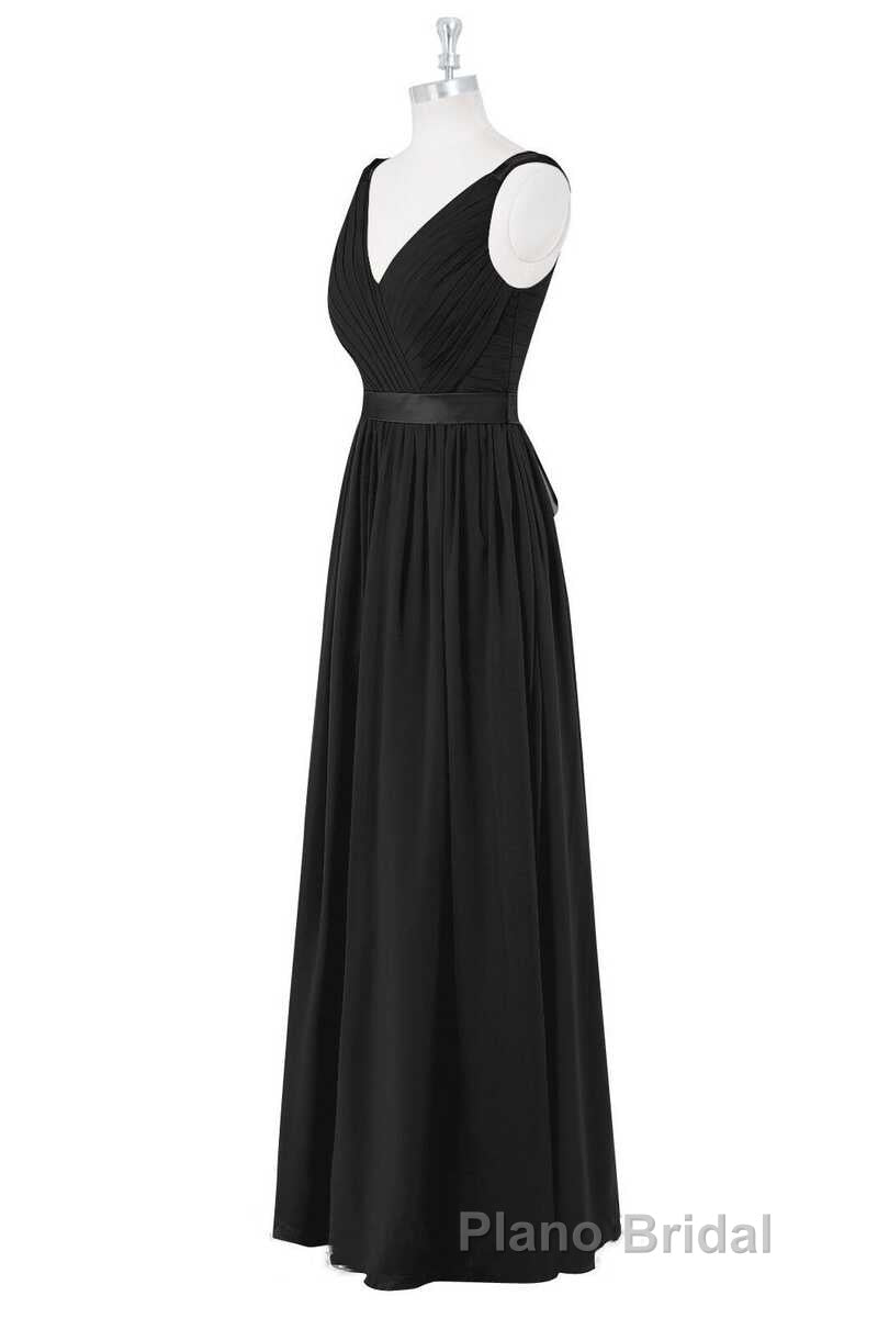 Lavender Chiffon V-Neck Backless Long Bridesmaid Dresses