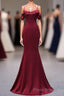Wine Red Mermaid Sweetheart Straps Long Prom Dresses, Wine Red Formal Prom Dresses