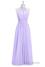 Lavender Chiffon Halter Long Bridesmaid Dresses