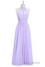 Lavender Chiffon Halter Long Bridesmaid Dresses