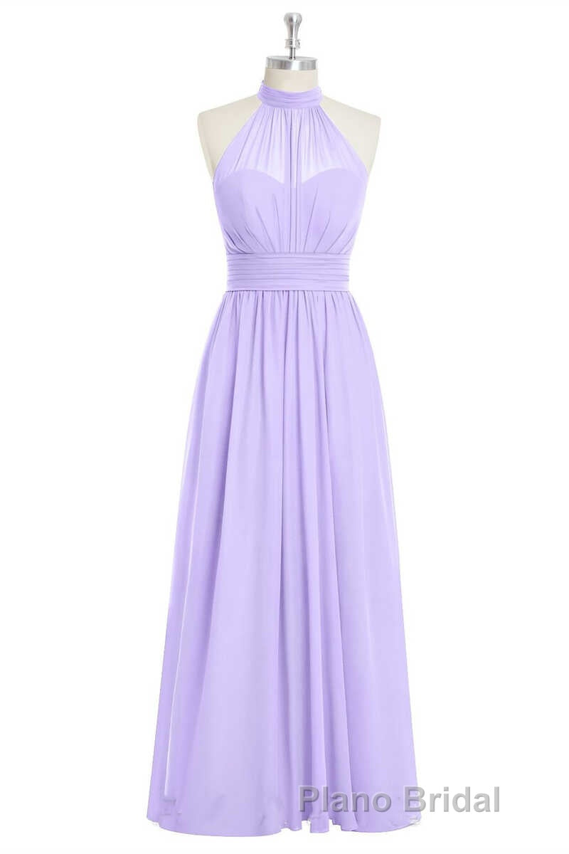 Lavender Chiffon Halter Long Bridesmaid Dresses